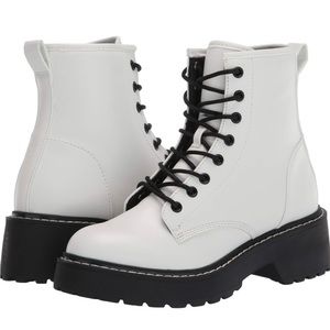 Madden Girl White Combat Boots